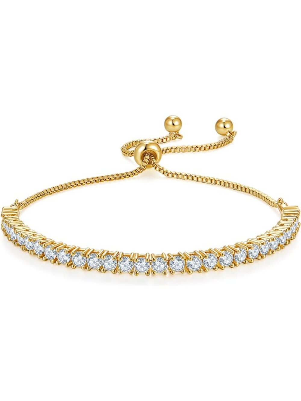 Elegant CZ Tennis Bracelet, 2mm/3mm, Adjustable Slider, 14K Gold Plated Sparkle